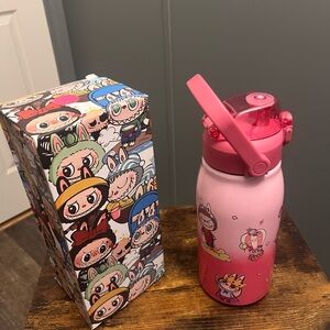 Pink Lalabubu Cartoon Character Water Bottle